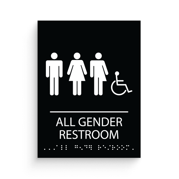 Restroom Signs with all genders with disable icon