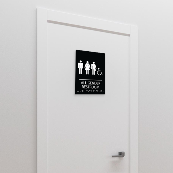 Restroom Signs with all genders with disable icon