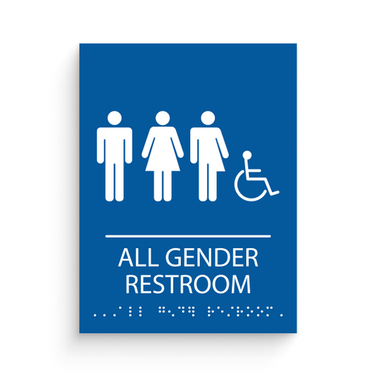 Restroom Signs with all genders with disable icon