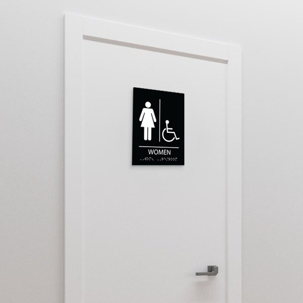 Restroom Sign for Women with disable icon