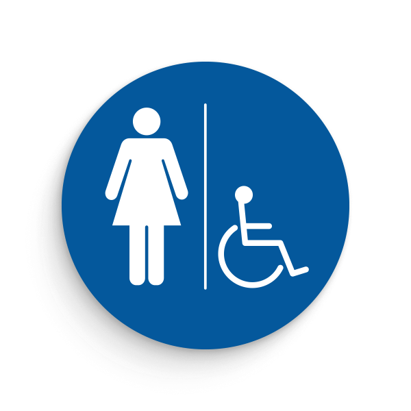 California Restroom Circle Signs for Women with disabled icon